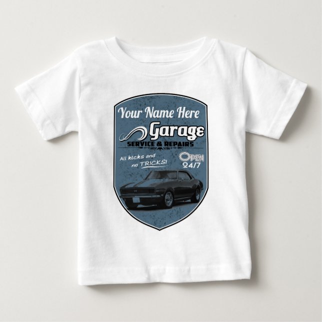 Camiseta Para Bebê Garagem personalizada de Camaro (Frente)