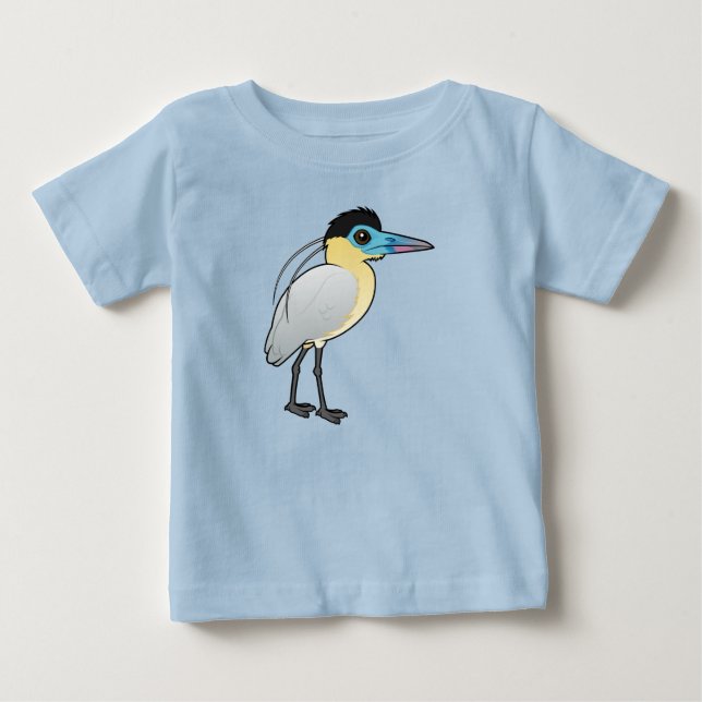 Camiseta Para Bebê Garça de Capacete Birdorable (Frente)