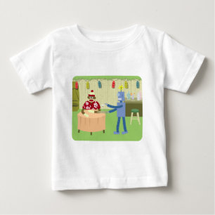 Camiseta Para Bebê Garçom do robô do macaco da peúga