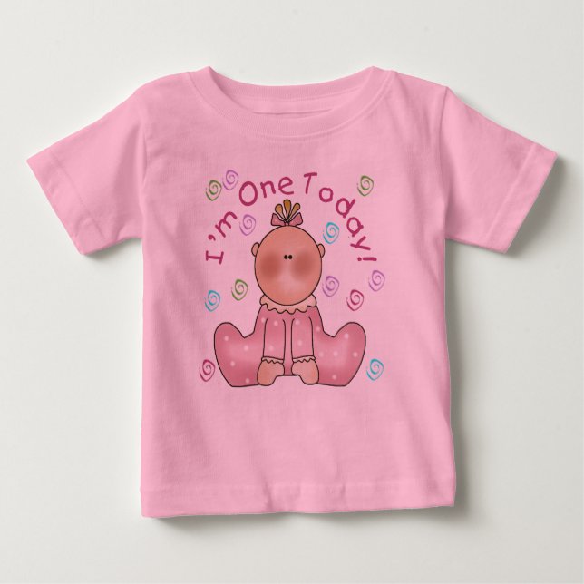 Camiseta Para Bebê Garota Bebê, sou um hoje (Frente)