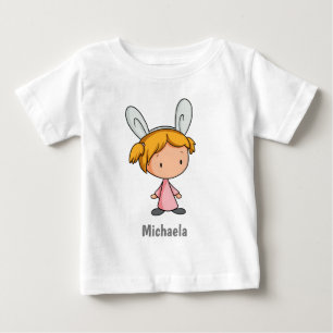 Camiseta Para Bebê Garota Bonita com Páscoa de Orelhas Coelhinhas