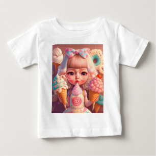 Camiseta Para Bebê Garota bonita de sorvete