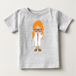 Camiseta Para Bebê Garota da Ciência, Cientista, Garota Bonita, Cabel