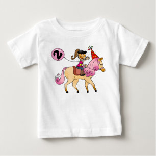 Camiseta Para Bebê Garota de 2 anos em um pônei