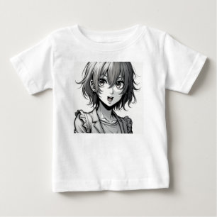 Camiseta Para Bebê Garota de Anime   Desenho de Personagem Dinâmico e