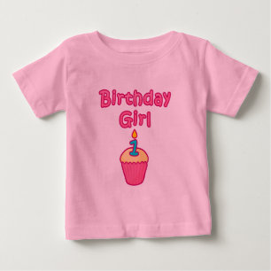 Camiseta Para Bebê Garota de aniversário do cupcake 1