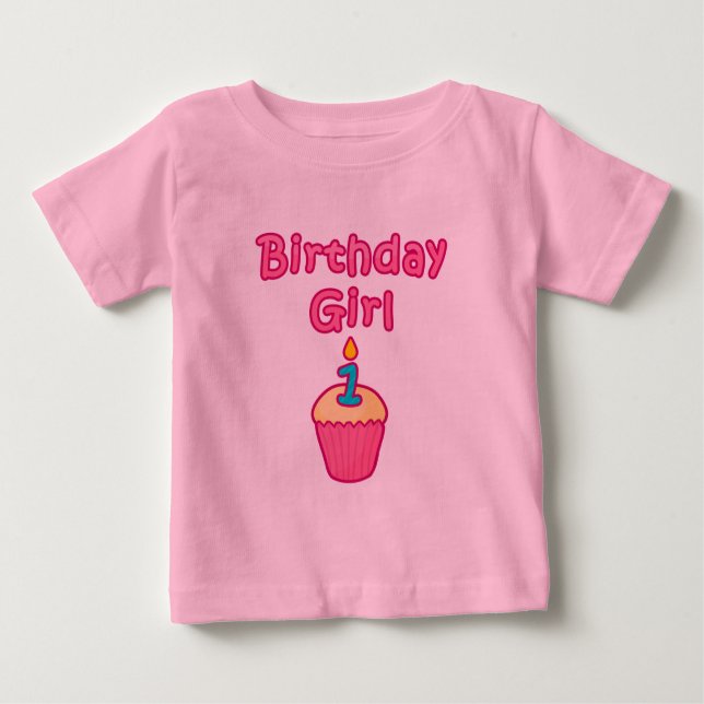 Camiseta Para Bebê Garota de aniversário do cupcake 1 (Frente)