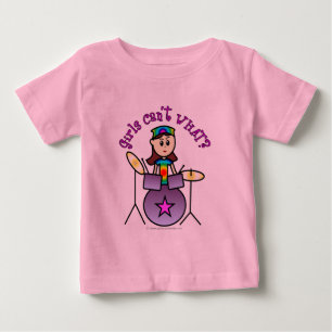 Camiseta Para Bebê Garota de Drummer Clara