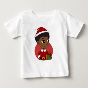 Camiseta Para Bebê Garota de Natal com um desenho afro