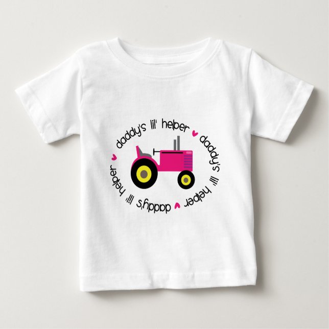 Camiseta Para Bebê Garota do Trator Auxiliar de Lil do pai (Frente)