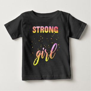 Camiseta Para Bebê Garota Forte Pastel Star