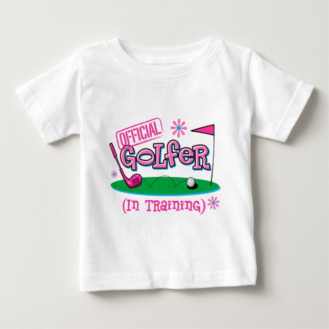 Camiseta Para Bebê Garota Golfer No Treinamento (Frente)