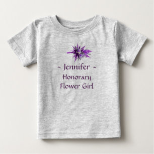Camiseta Para Bebê Garota Honorária com Nome Purple Lily Buquê (b