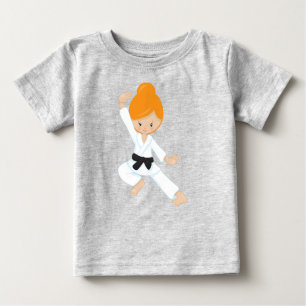 Camiseta Para Bebê Garota Karate, Garota Bonita, Cabelo Laranja, Cint