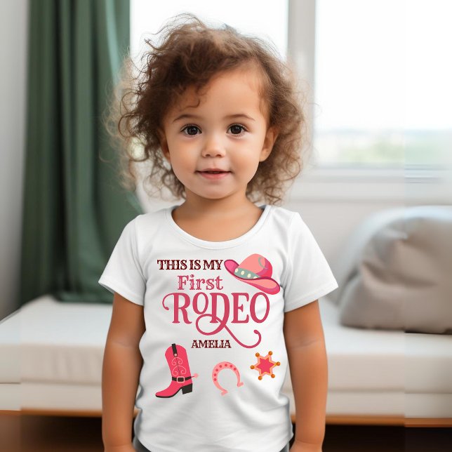 Camiseta Para Bebê Garota, minha menina Rodeo de 1rua, primeiro anive (Criador carregado)