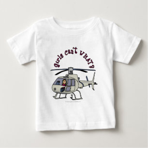 Camiseta Para Bebê Garota-Piloto Helicóptero Leve