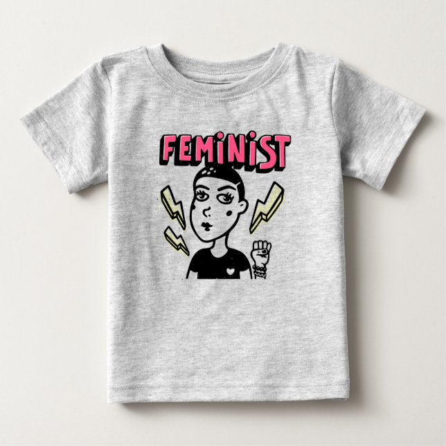 Camiseta Para Bebê Garota Pop de Arte Feminista (Frente)