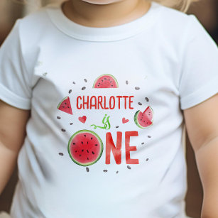 Camiseta Para Bebê Garota primeiro aniversario Um em um Melão, Melanc