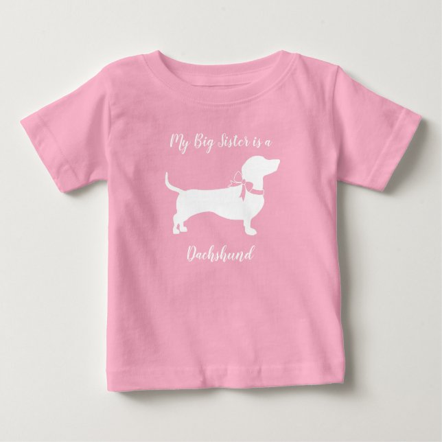 Camiseta Para Bebê Garota-Rosa Chá de fraldas--Canino (Frente)