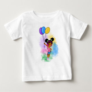 Camiseta Para Bebê Garota Sassy Afro com balões e chiclete