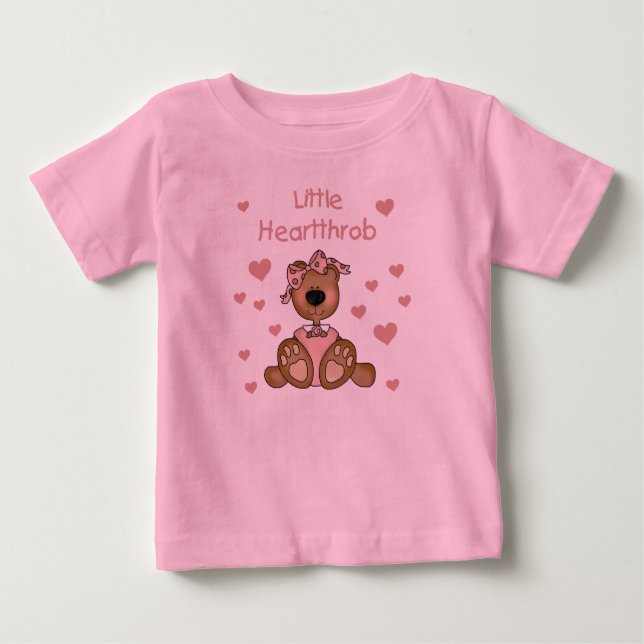Camiseta Para Bebê Garota Ursa Pequeno Coração (Frente)