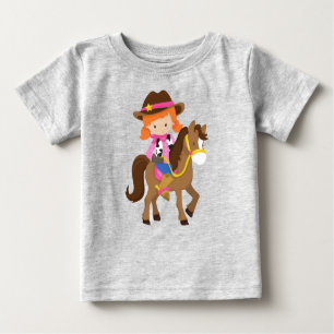 Camiseta Para Bebê Garota-Vaca, Xerife, Cavalo, Ocidental, Cabelo Lar