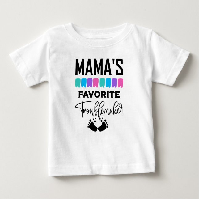 Camiseta Para Bebê Garotas criadoras de problemas favoritas da Mamãe  (Frente)