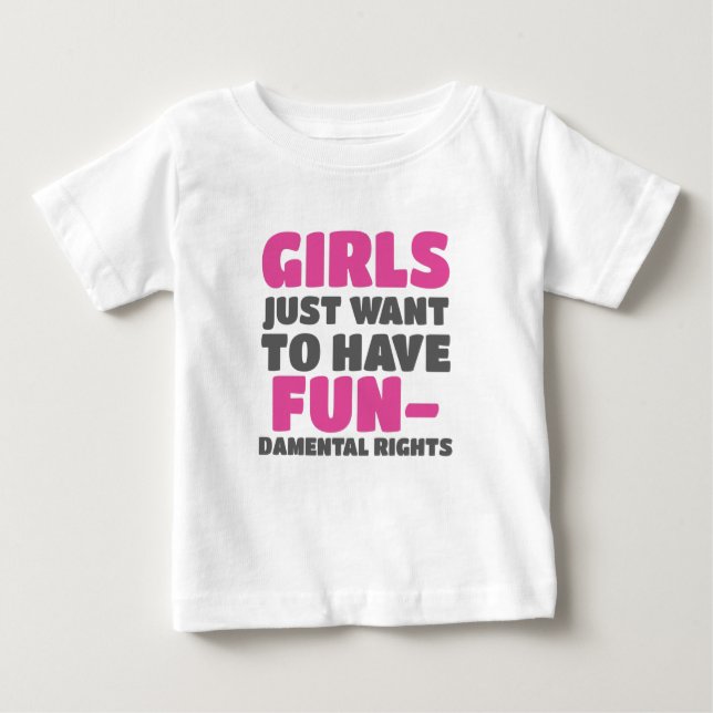 Camiseta Para Bebê Garotas empoderadoras querem ter direitos fundamen (Frente)
