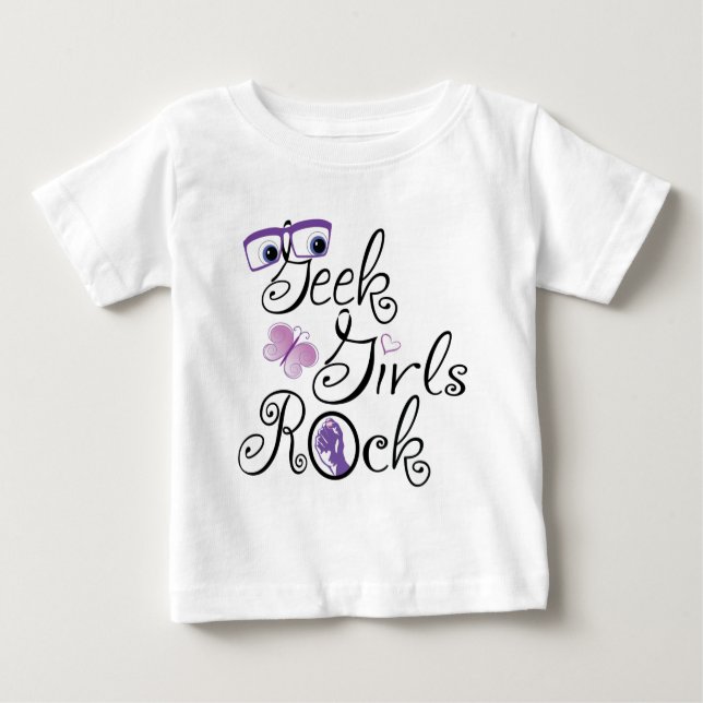 Camiseta Para Bebê Garotas Geek Rock (Frente)