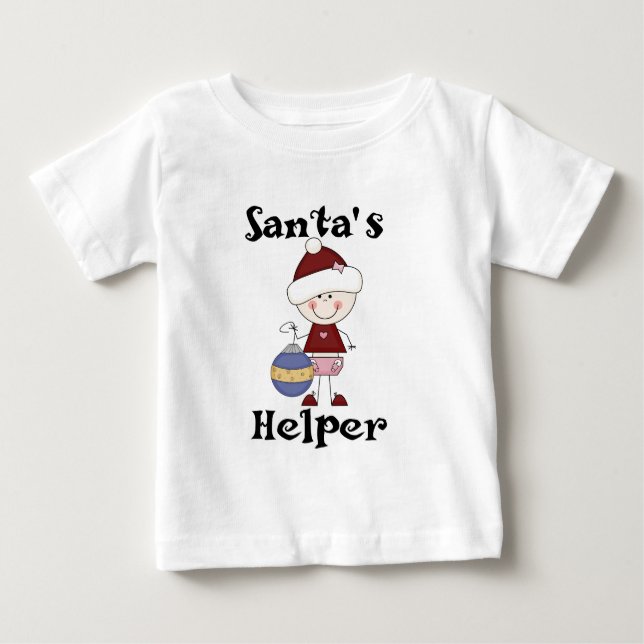Camiseta Para Bebê Garotas Papais noeis Helper T-shirts e presentes (Frente)