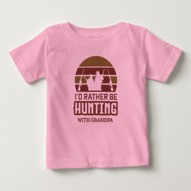 Camiseta Para Bebê Garotas que eu Preferencialmente caçando com o vov (Frente)