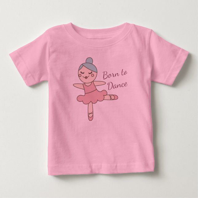 Camiseta Para Bebê Garotinha Dançarina de Ballet de Desenho Animado F (Frente)