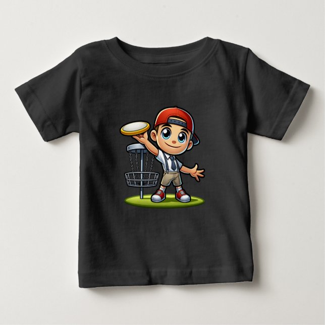 Camiseta Para Bebê Garotinho Bonito Jogando Golfe De Disco (Frente)