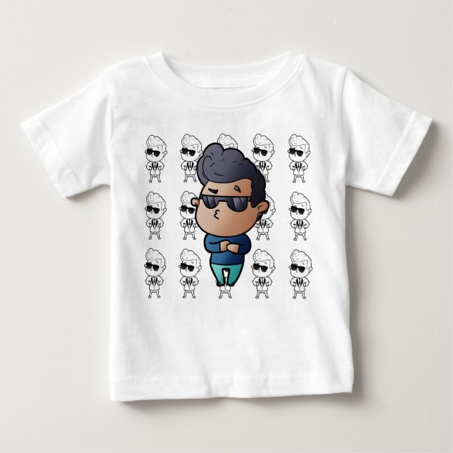 Camiseta Para Bebê Garoto com óculos escuros T-Shirt (Frente)