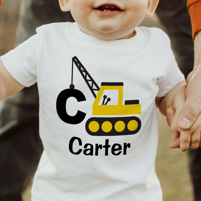 Camiseta Para Bebê Garoto Da Grua De Construção Personalizado T-Shirt (Criador carregado)