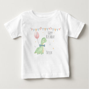 Camiseta Para Bebê Garoto de aniversário do Dinossauro Cachorro Perso