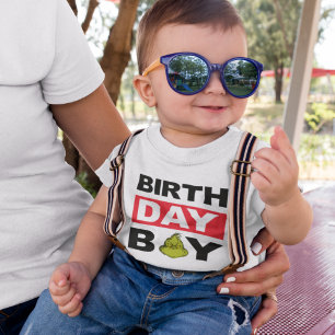 Camiseta Para Bebê Garoto de Aniversário Floco de Neve Grinch