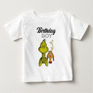 Camiseta Para Bebê Garoto de Aniversário Grinch Quadro-Negro