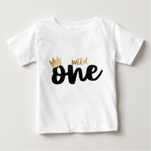 Camiseta Para Bebê Garoto De Coroa De Ouro Selvagem Primeiro Aniversá