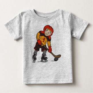 Camiseta Para Bebê Garoto jogando hóquei