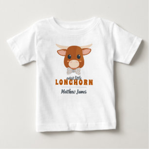 Camiseta Para Bebê Garoto Longhorn Queimado Laranja