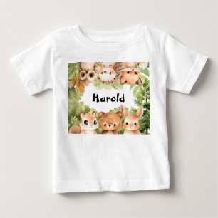 Camiseta Para Bebê Garoto Personalizado De Animais Da Floresta De Mad