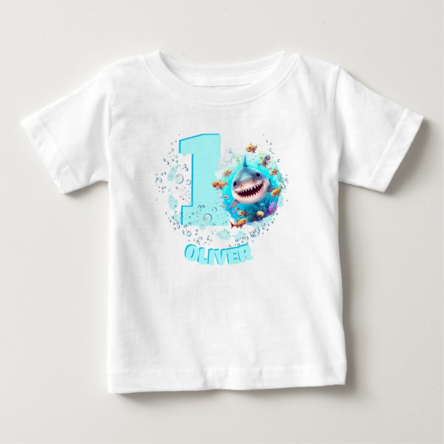 Camiseta Para Bebê Garoto Personalizado do primeiro aniversario de Tu (Frente)