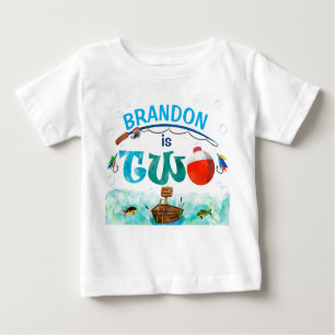 Camiseta Para Bebê Garoto segundo aniversário pescando pequeno pescad