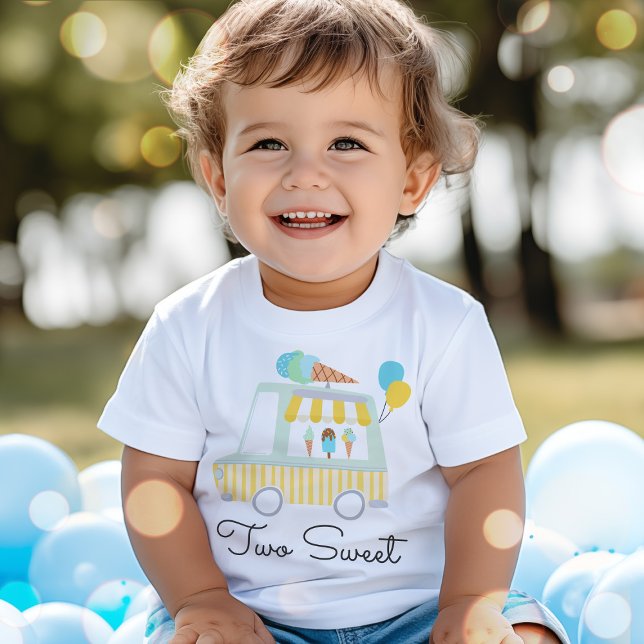 Camiseta Para Bebê Garoto Sorvete Dois Doce Festa De segundo aniversá (Criador carregado)
