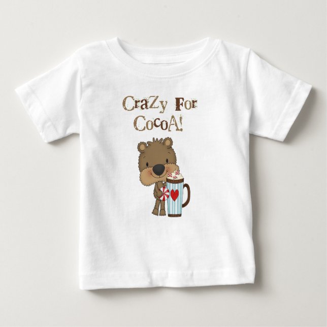 Camiseta Para Bebê Garoto Urso Louco Para Feriado De Cacau (Frente)