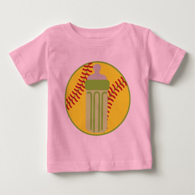 Camiseta Para Bebê Garrafa de bebê do softball (Frente)