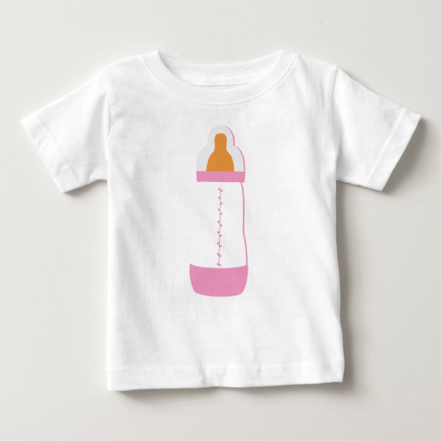 Camiseta Para Bebê Garrafa de bebê rosa (Frente)