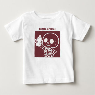 Camiseta Para Bebê Garrafa de Boos Bebê Esqueleto Fofo de Halloween