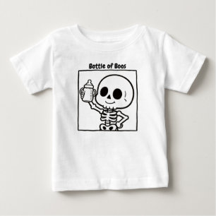 Camiseta Para Bebê Garrafa de Boos Bebê Esqueleto Fofo de Halloween
